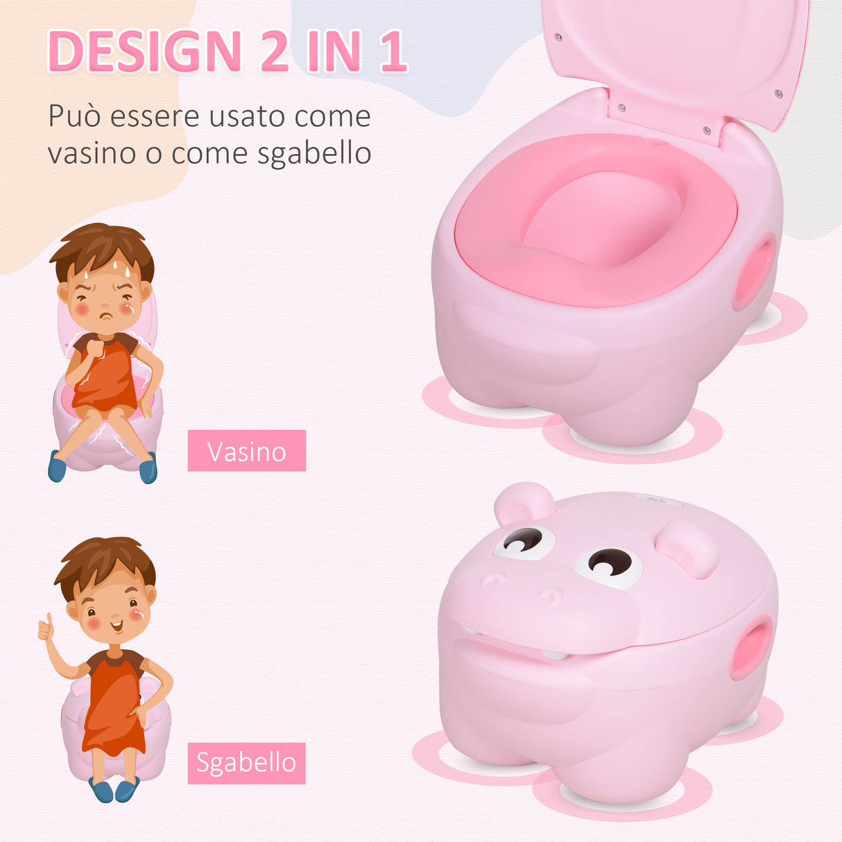 easycomfort easycomfort vasino per bambini 6 mesi 48 mesi antiscivolo ippopotamo rosa 40x30x23cm
