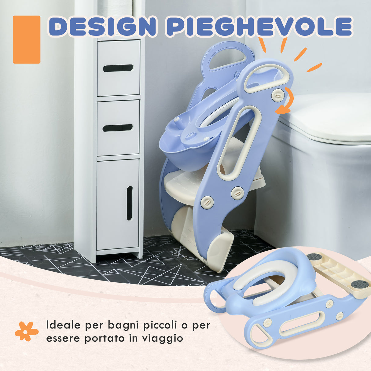 easycomfort easycomfort riduttore water con scaletta pieghevole maniglie laterali e cuscino rimovibile azzurro