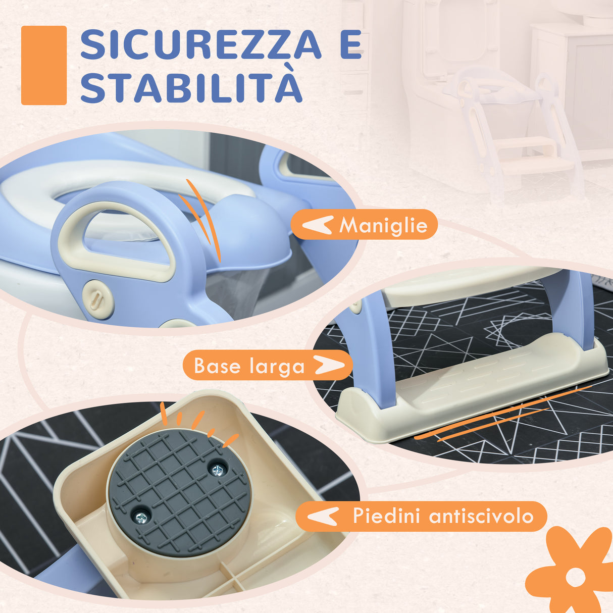 easycomfort easycomfort riduttore water con scaletta pieghevole maniglie laterali e cuscino rimovibile azzurro