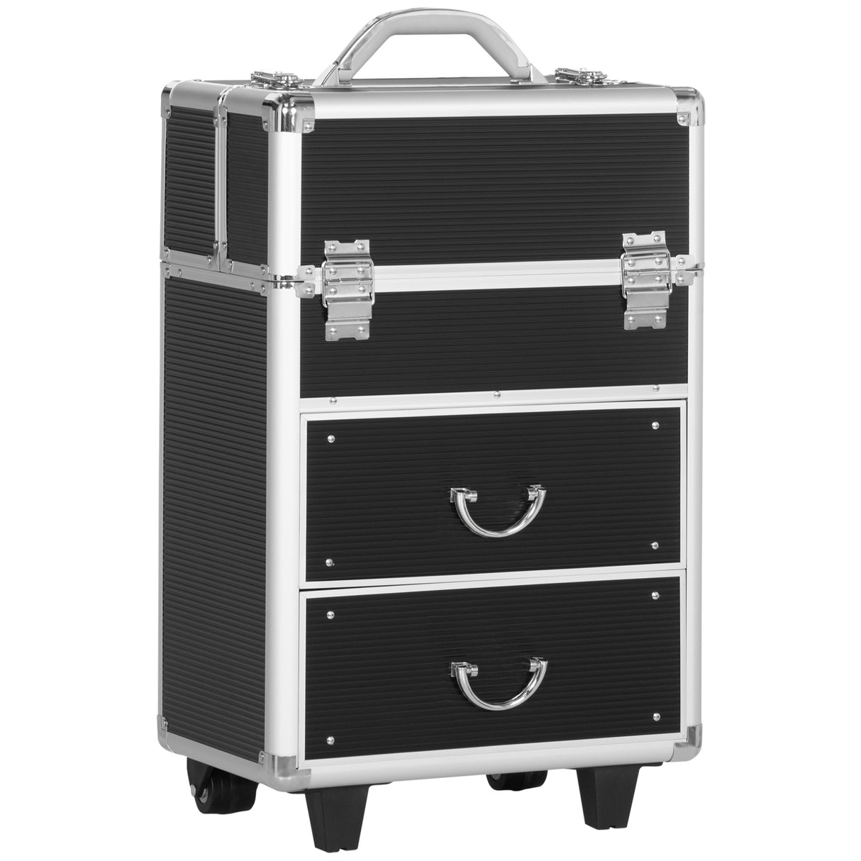 easycomfort easycomfort trolley valigetta porta trucchi professionale blocco con 2 chiavi e ruote nero 36x23x52cm