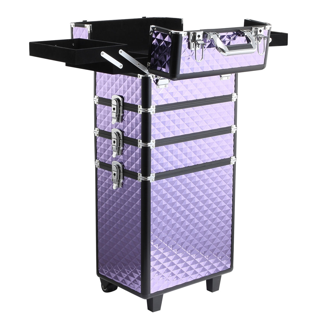 easycomfort easycomfort trolley per make up professionale in alluminio viola con valigetta removibile 33.5 x 23 x 7695.5cm ean 8054144137650