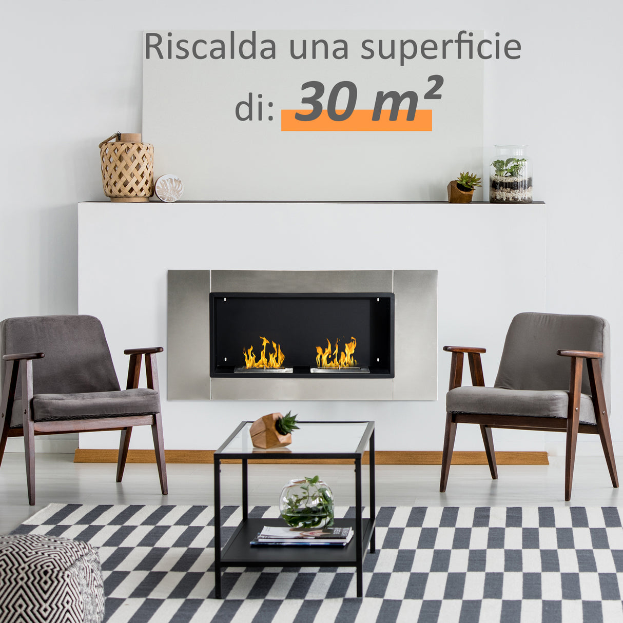 easycomfort easycomfort camino bioetanolo da parete con 2 bruciatori 110x54x145cm ean 8055776911540