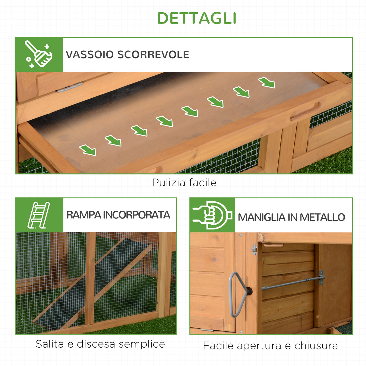 easycomfort easycomfort pollaio da giardino gabbia per galline da esterno con zona di corsa e nido in legno