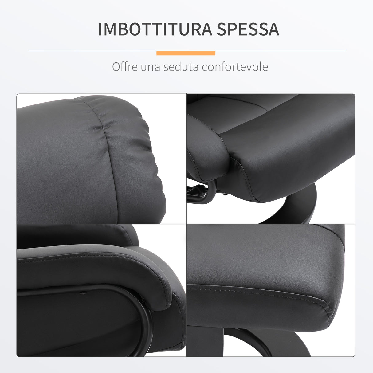 easycomfort easycomfort poltrona relax reclinabile e massaggiante con pouf poggiapiedi e telecomando 76x80x102 cm nero
