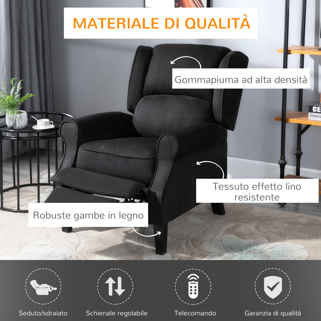 easycomfort easycomfort poltrona relax massaggiante reclinabile con telecomando 78x83x101cm nero