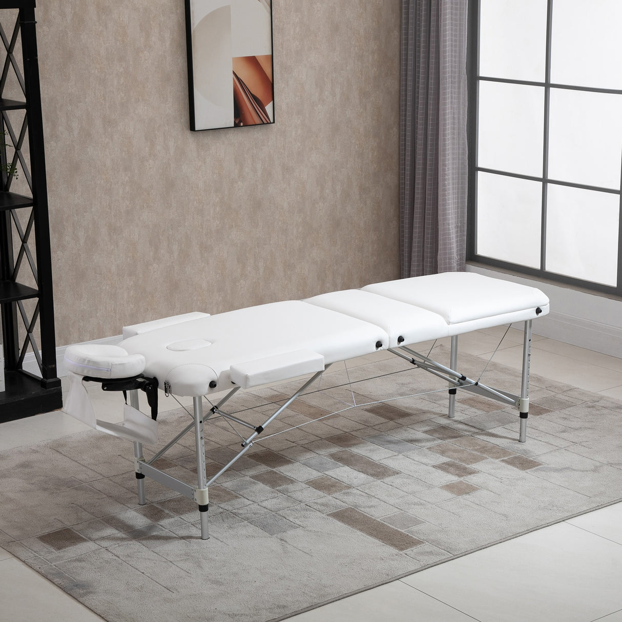 easycomfort easycomfort lettino massaggi portatile pieghevole e professionale in alluminio bianco 215x60x61 84cm