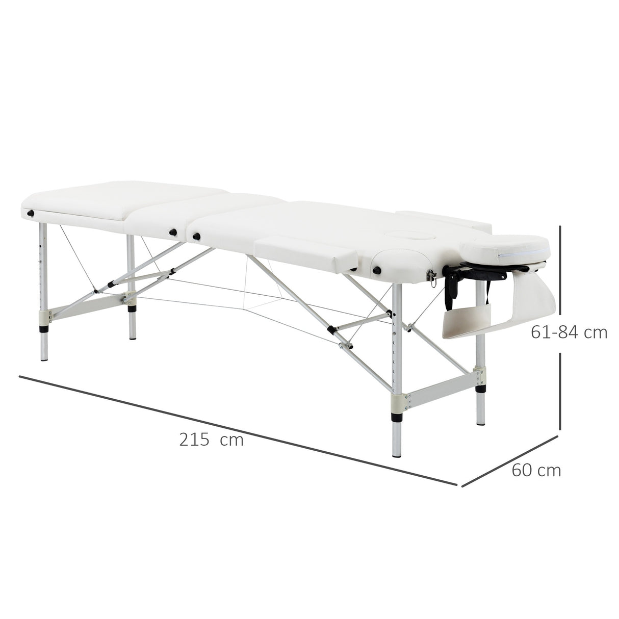 easycomfort easycomfort lettino massaggi portatile pieghevole e professionale in alluminio bianco 215x60x61 84cm