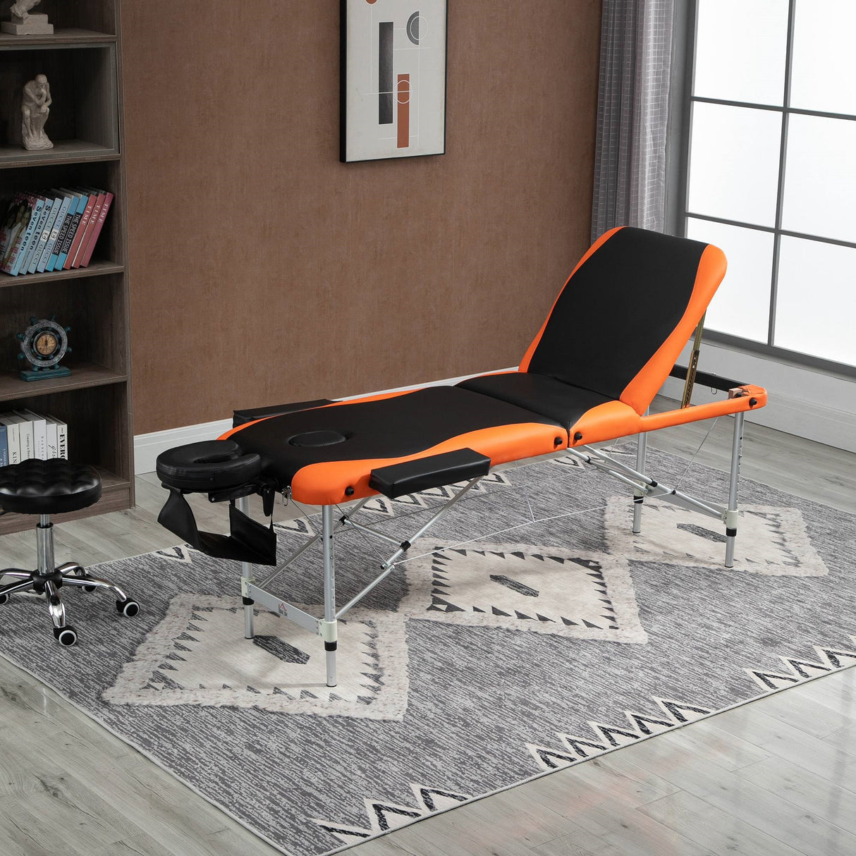 easycomfort easycomfort lettino massaggi professionale pieghevole in alluminio nero e arancione 215x 60 cm ean 8055776911007