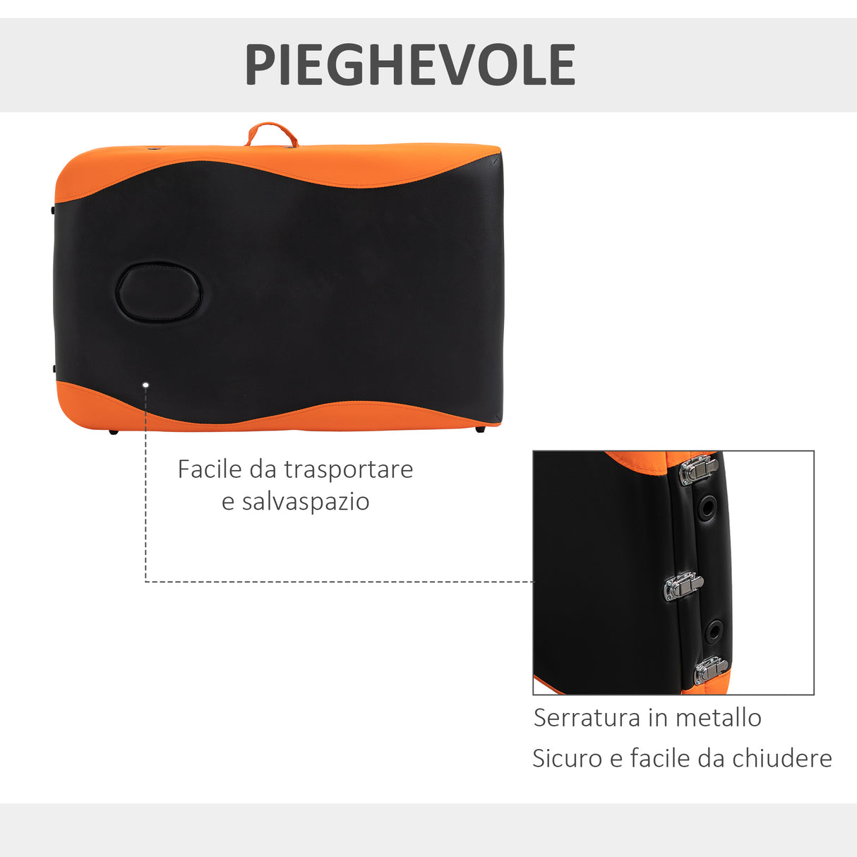 easycomfort easycomfort lettino massaggi professionale pieghevole in alluminio nero e arancione 215x 60 cm ean 8055776911007