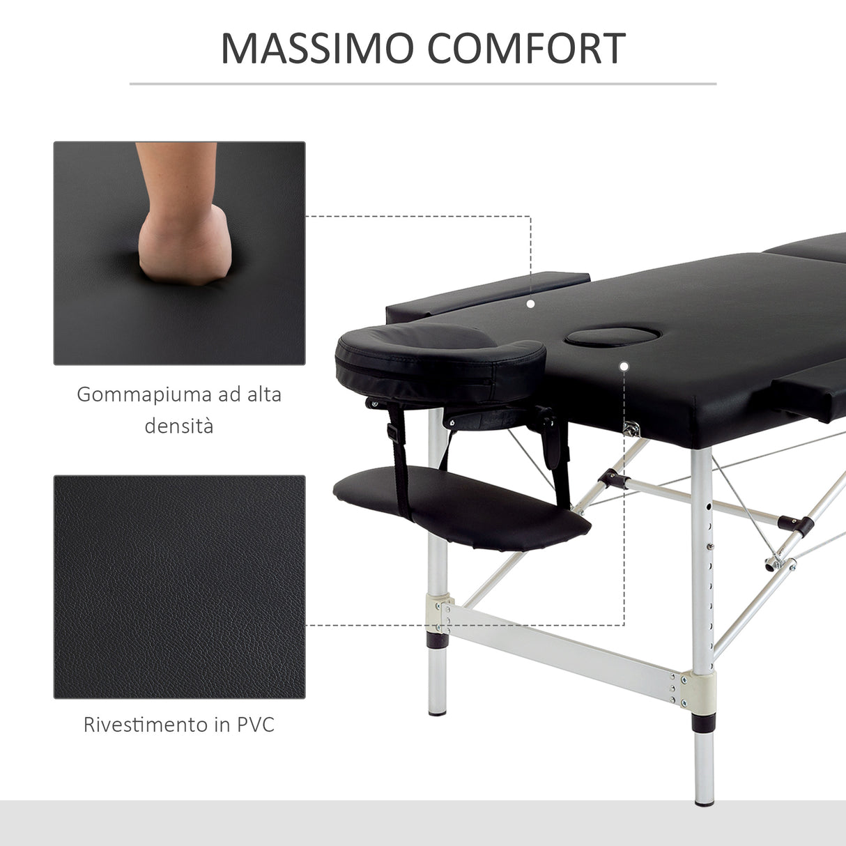 easycomfort easycomfort lettino massaggio pieghevole in legno altezza regolabile e custodia da trasporto per estetista e terapista nero ean 8054144137025