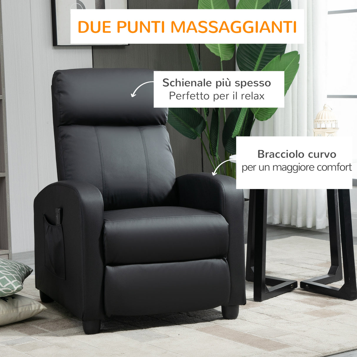 easycomfort easycomfort poltrona relax massaggiante con telecomando e 8 programmi reclinazione e poggiapiedi 68x88x98cm crema