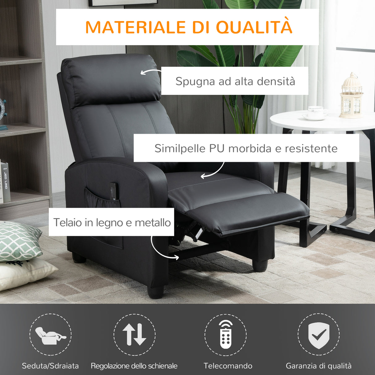 easycomfort easycomfort poltrona relax massaggiante con telecomando e 8 programmi reclinazione e poggiapiedi 68x88x98cm crema