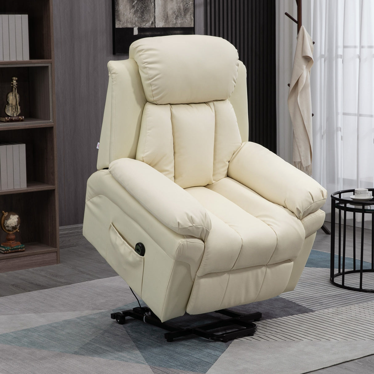 easycomfort easycomfort poltrona relax alzapersona elettrica con imbottitura spessa e telecomando 96x93x105cm crema