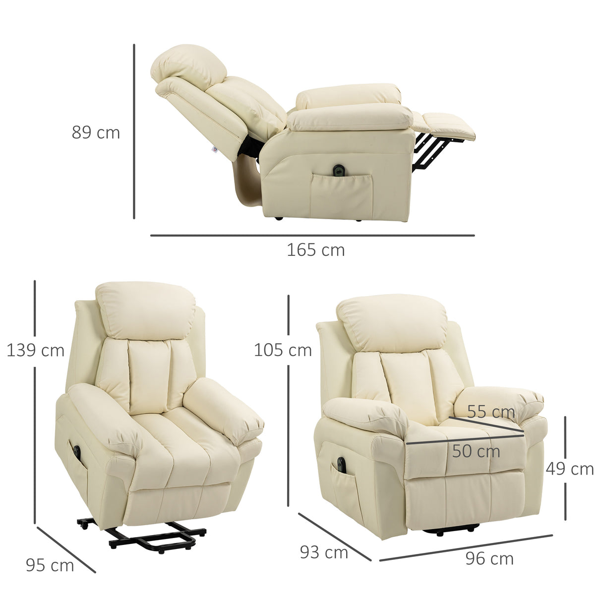 easycomfort easycomfort poltrona relax alzapersona elettrica con imbottitura spessa e telecomando 96x93x105cm crema