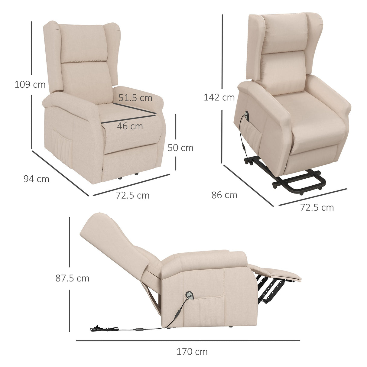 easycomfort easycomfort poltrona alzapersona relax elettrica e reclinabile con telecomando bianco crema ean 8055776911731