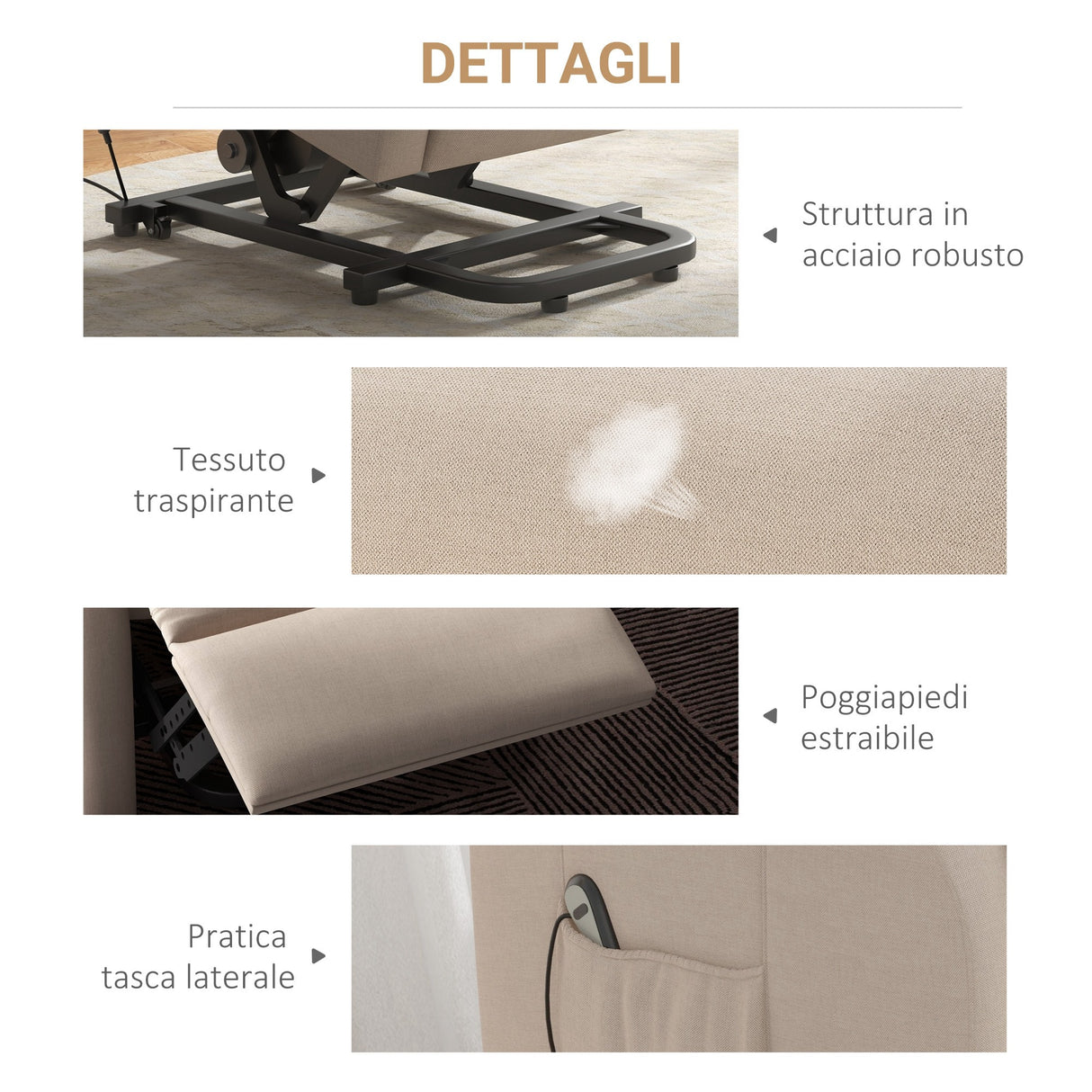 easycomfort easycomfort poltrona alzapersona relax elettrica e reclinabile con telecomando bianco crema ean 8055776911731