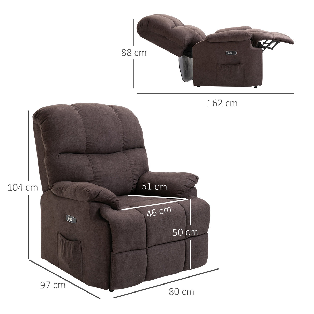 easycomfort easycomfort poltrona relax elettrica reclinabile con alzata assistita marrone 80x97x104cm