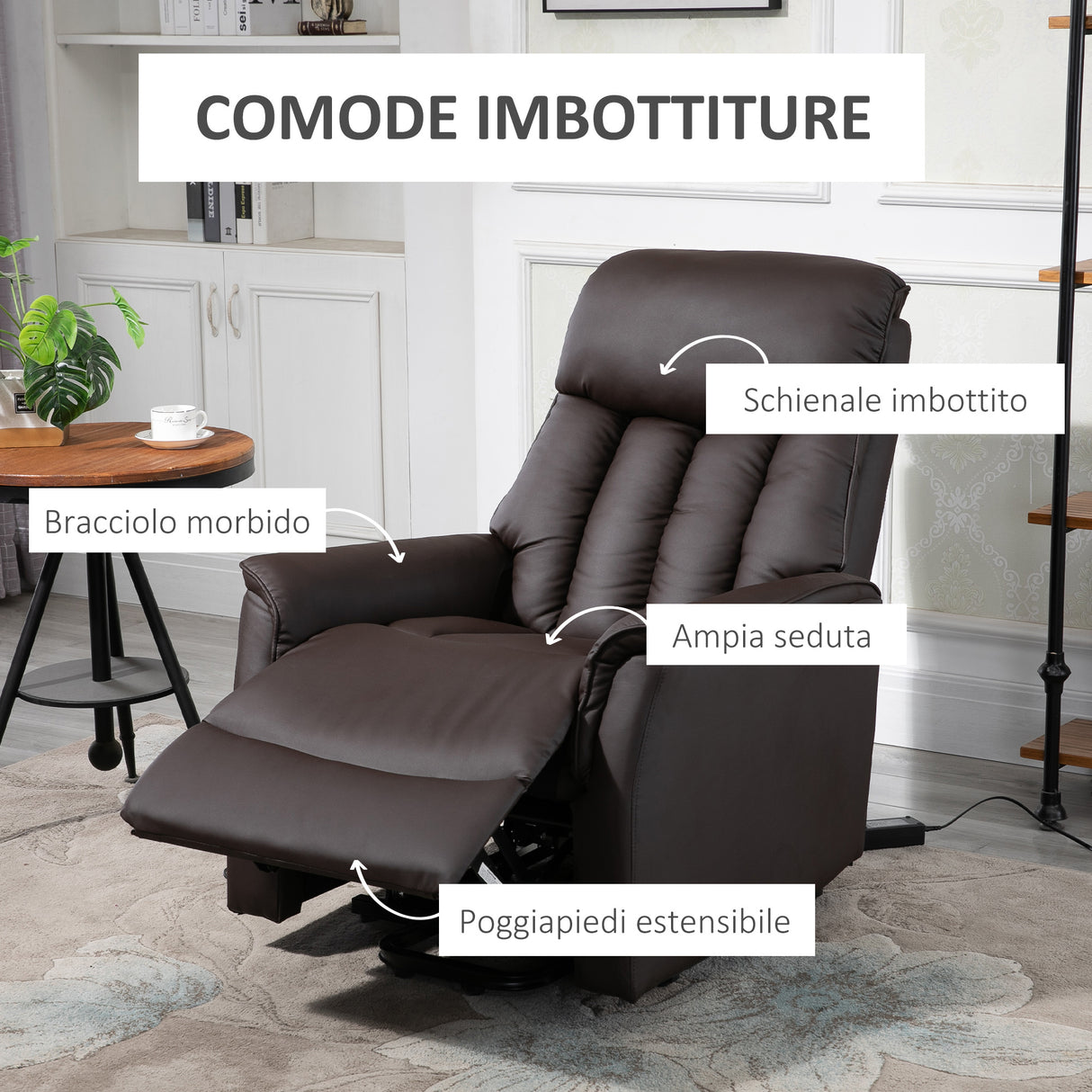 easycomfort easycomfort poltrona relax alzapersone con telecomando reclinabile con poggiapiedi marrone ean 8055776913919