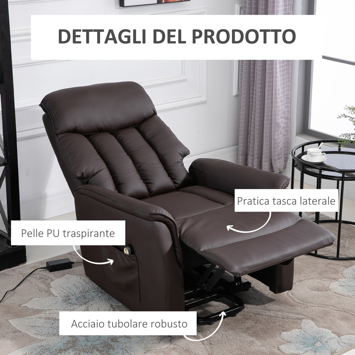 easycomfort easycomfort poltrona relax alzapersone con telecomando reclinabile con poggiapiedi marrone ean 8055776913919