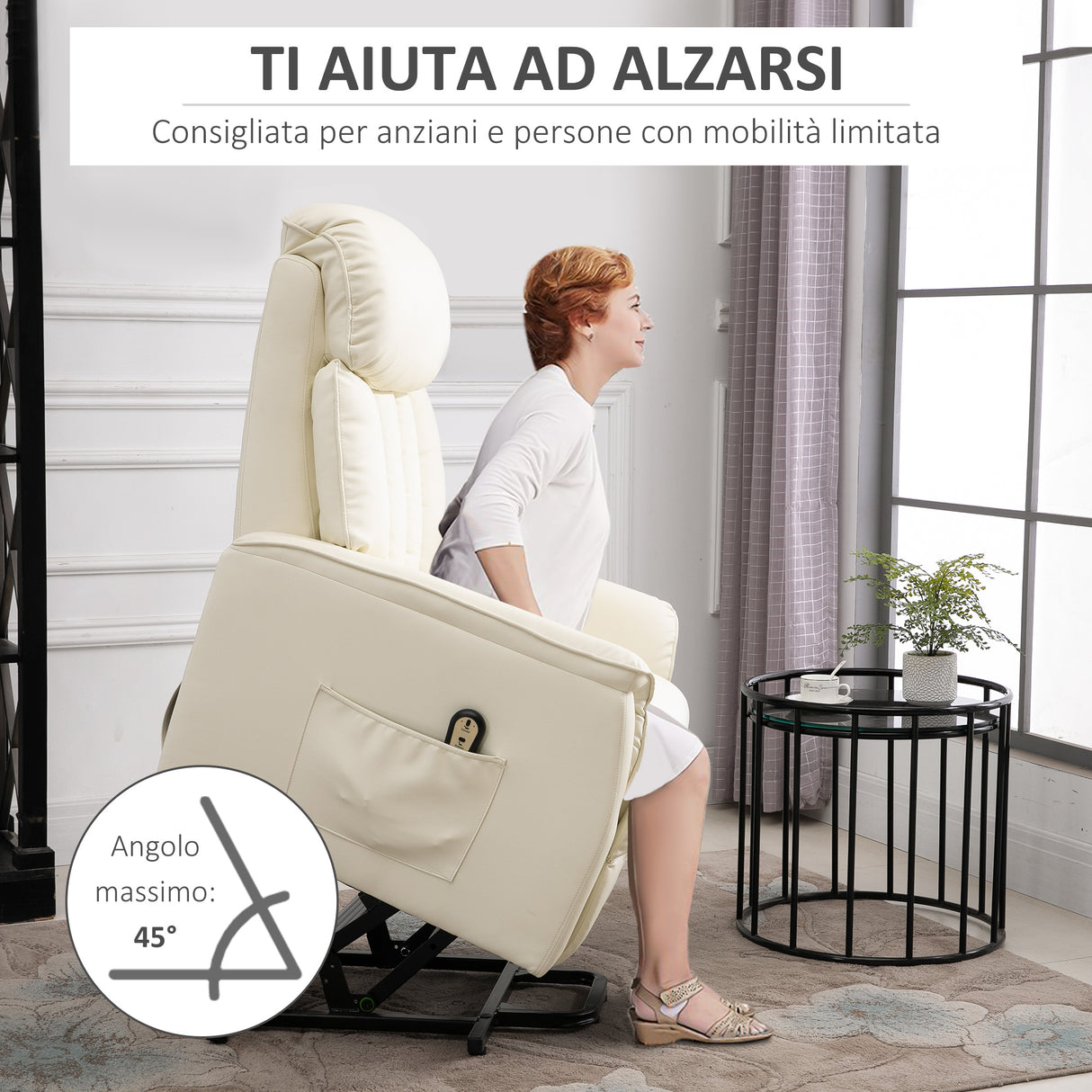 easycomfort easycomfort poltrona relax alzapersone con telecomando reclinabile con poggiapiedi crema ean 8055776913964