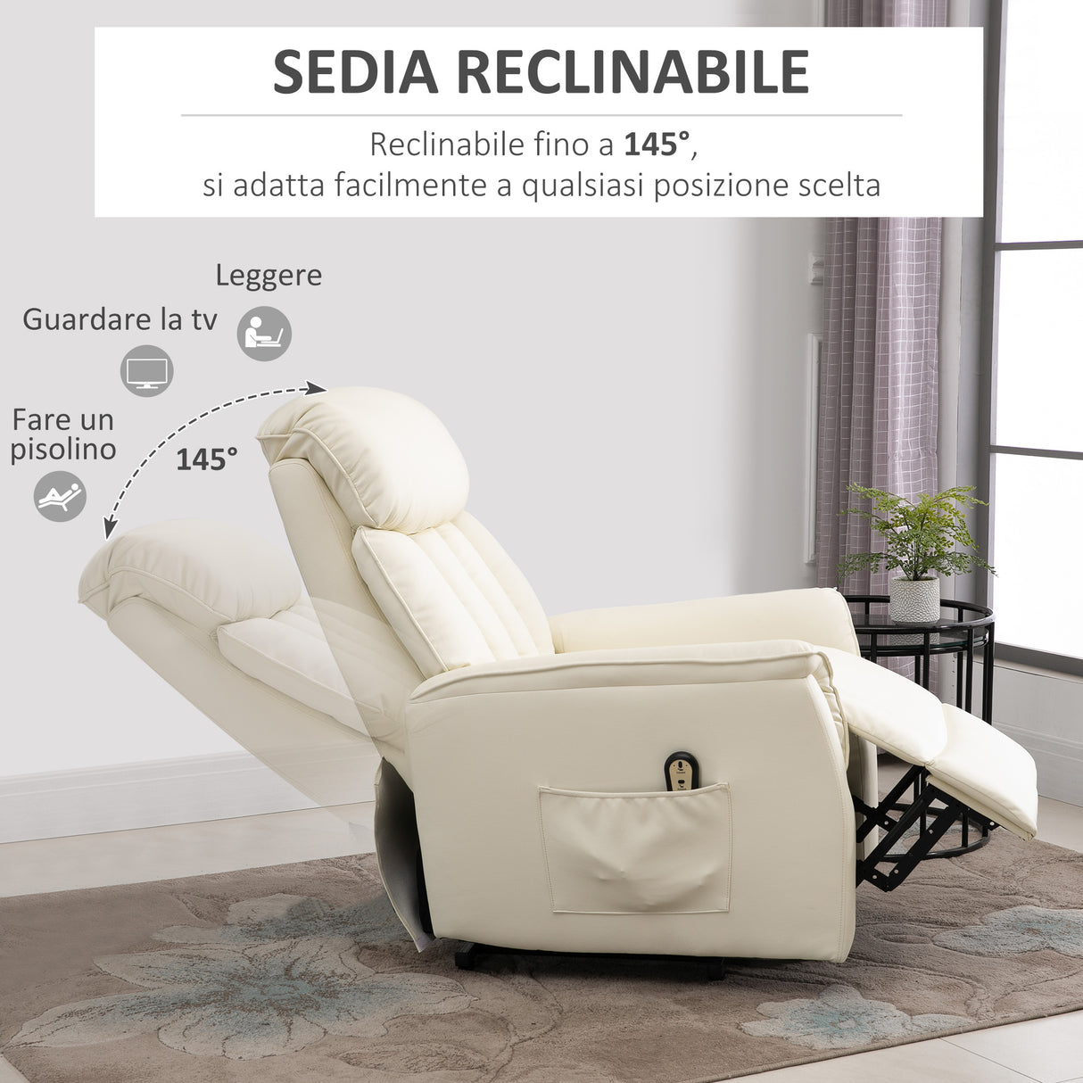 easycomfort easycomfort poltrona relax alzapersone con telecomando reclinabile con poggiapiedi crema ean 8055776913964
