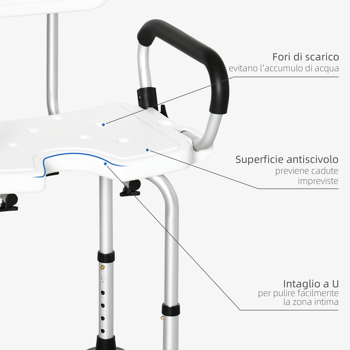 easycomfort easycomfort sedia per doccia per anziani disabili e donne incinte imbottita con forma a u 54x52x70 82cm bianco