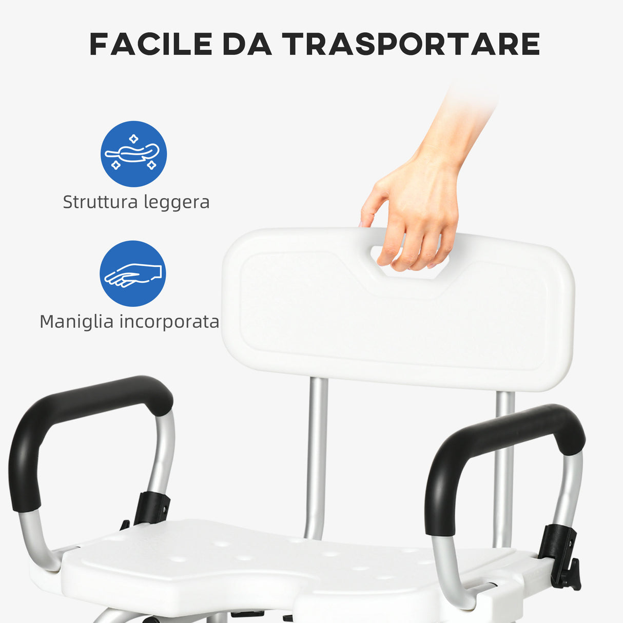 easycomfort easycomfort sedia per doccia per anziani disabili e donne incinte imbottita con forma a u 54x52x70 82cm bianco