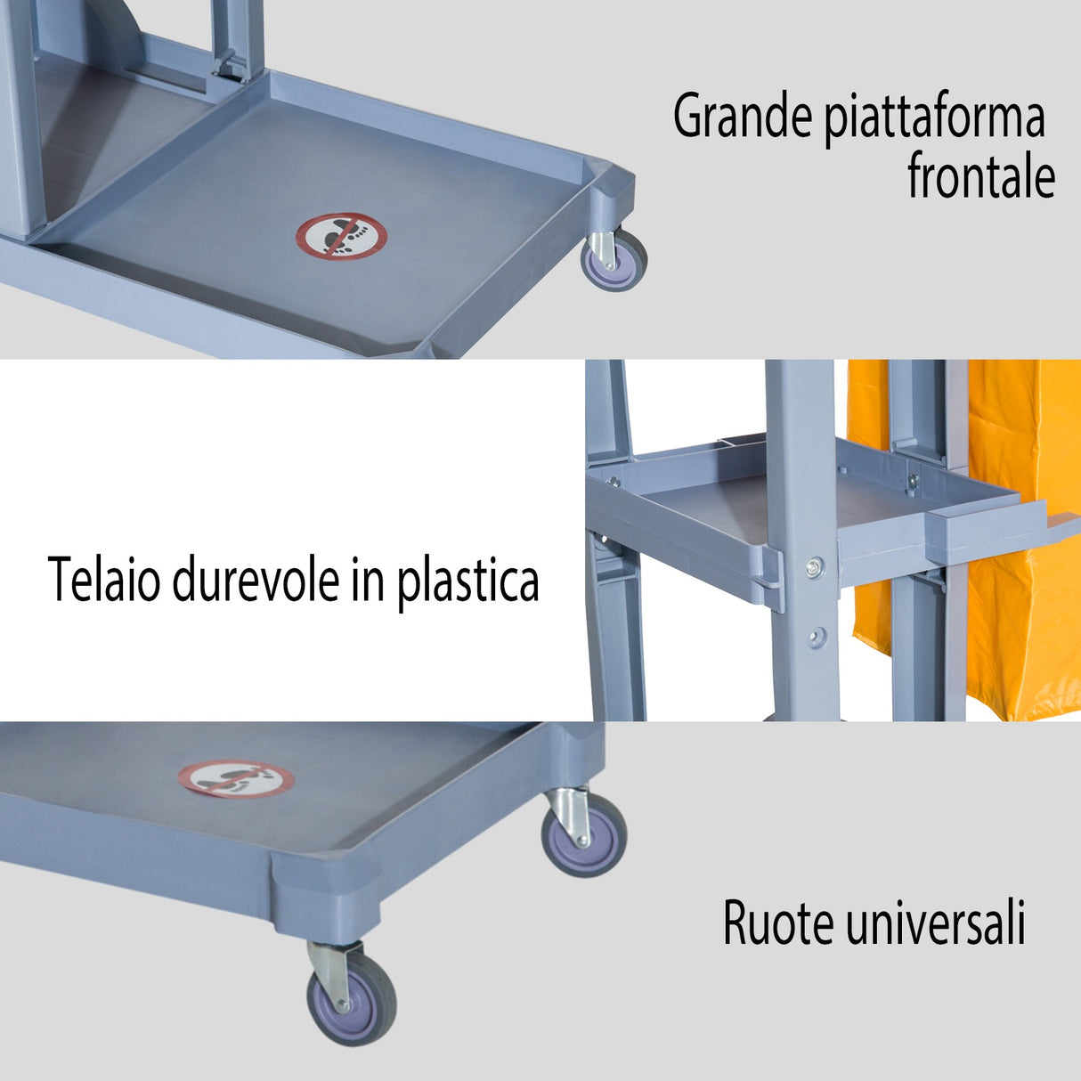 easycomfort easycomfort carrello per pulizie professionale con borsa da 100 litri 113 x 50.5 x 96.5cm ean 8054144137544
