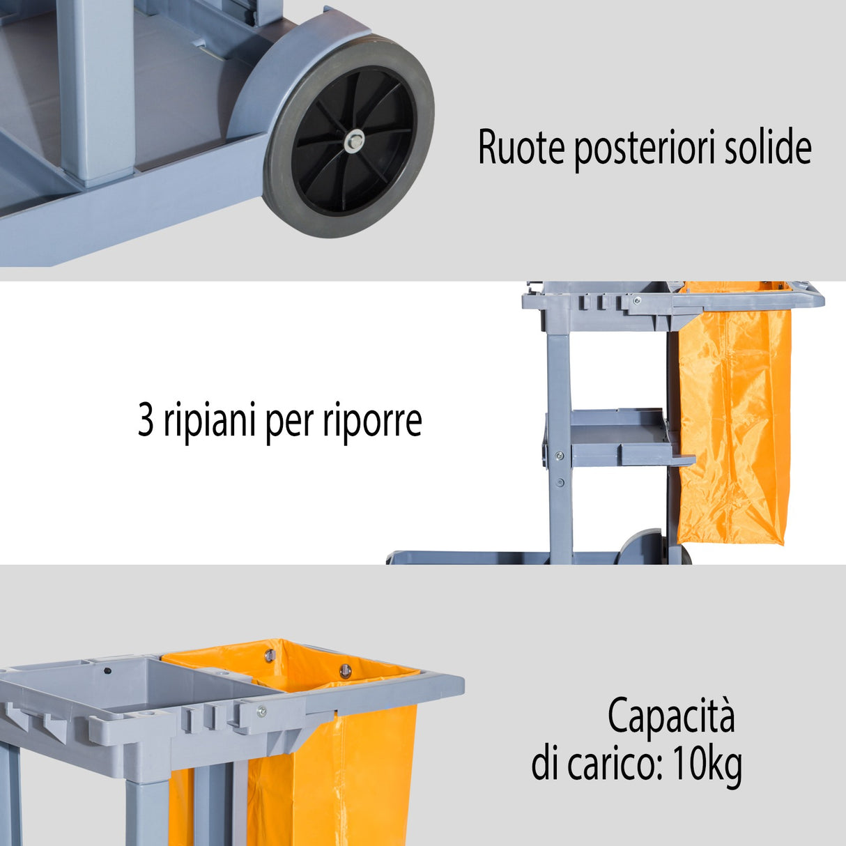 easycomfort easycomfort carrello per pulizie professionale con borsa da 100 litri 113 x 50.5 x 96.5cm ean 8054144137544