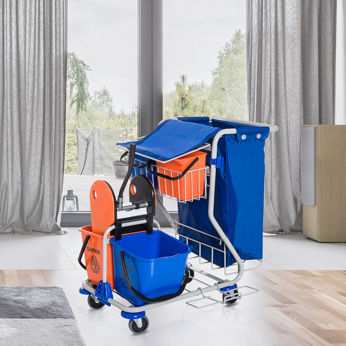 easycomfort easycomfort carrello pulizie professionale con 4 secchi 18l6l blu e arancione ean 8054144139395