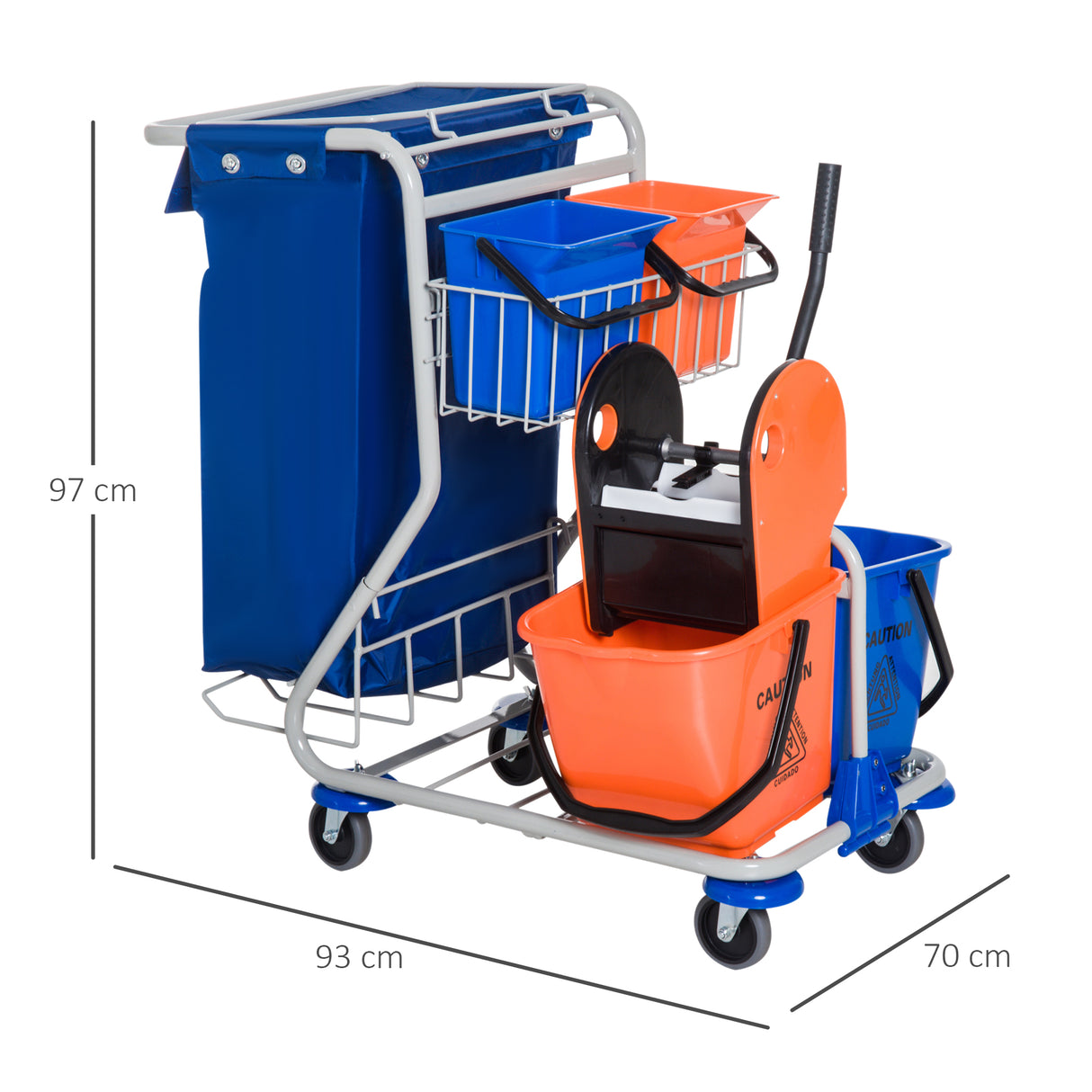 easycomfort easycomfort carrello pulizie professionale con 4 secchi 18l6l blu e arancione ean 8054144139395