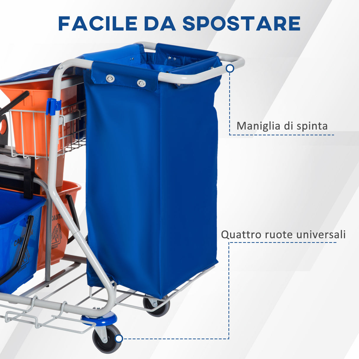 easycomfort easycomfort carrello pulizie professionale con 4 secchi 18l6l blu e arancione ean 8054144139395