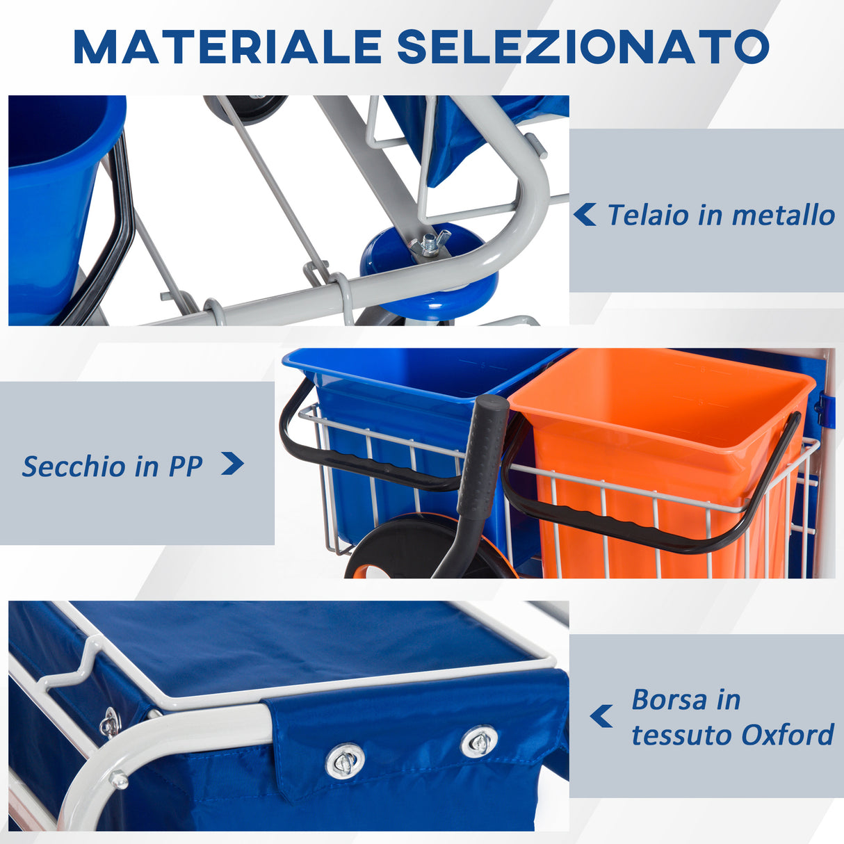 easycomfort easycomfort carrello pulizie professionale con 4 secchi 18l6l blu e arancione ean 8054144139395