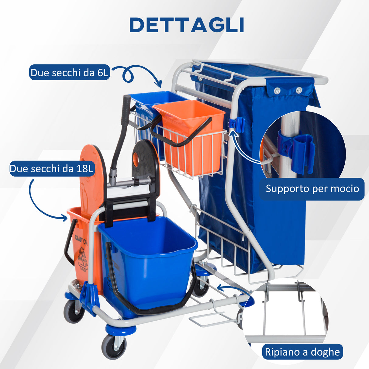 easycomfort easycomfort carrello pulizie professionale con 4 secchi 18l6l blu e arancione ean 8054144139395