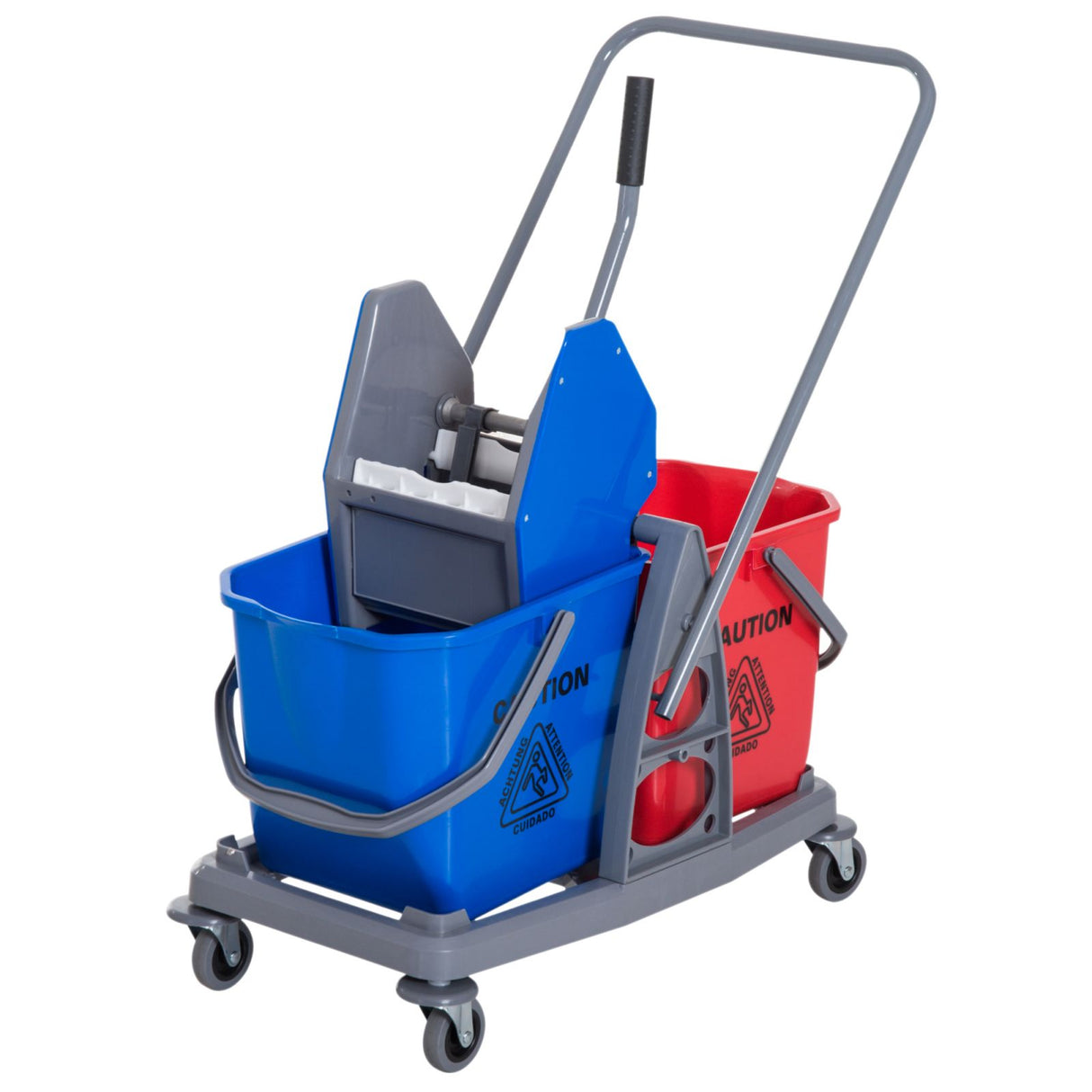easycomfort easycomfort carrello delle pulizie professionale con strizzatore e 2 secchi blu e rosso ean 8054111848763