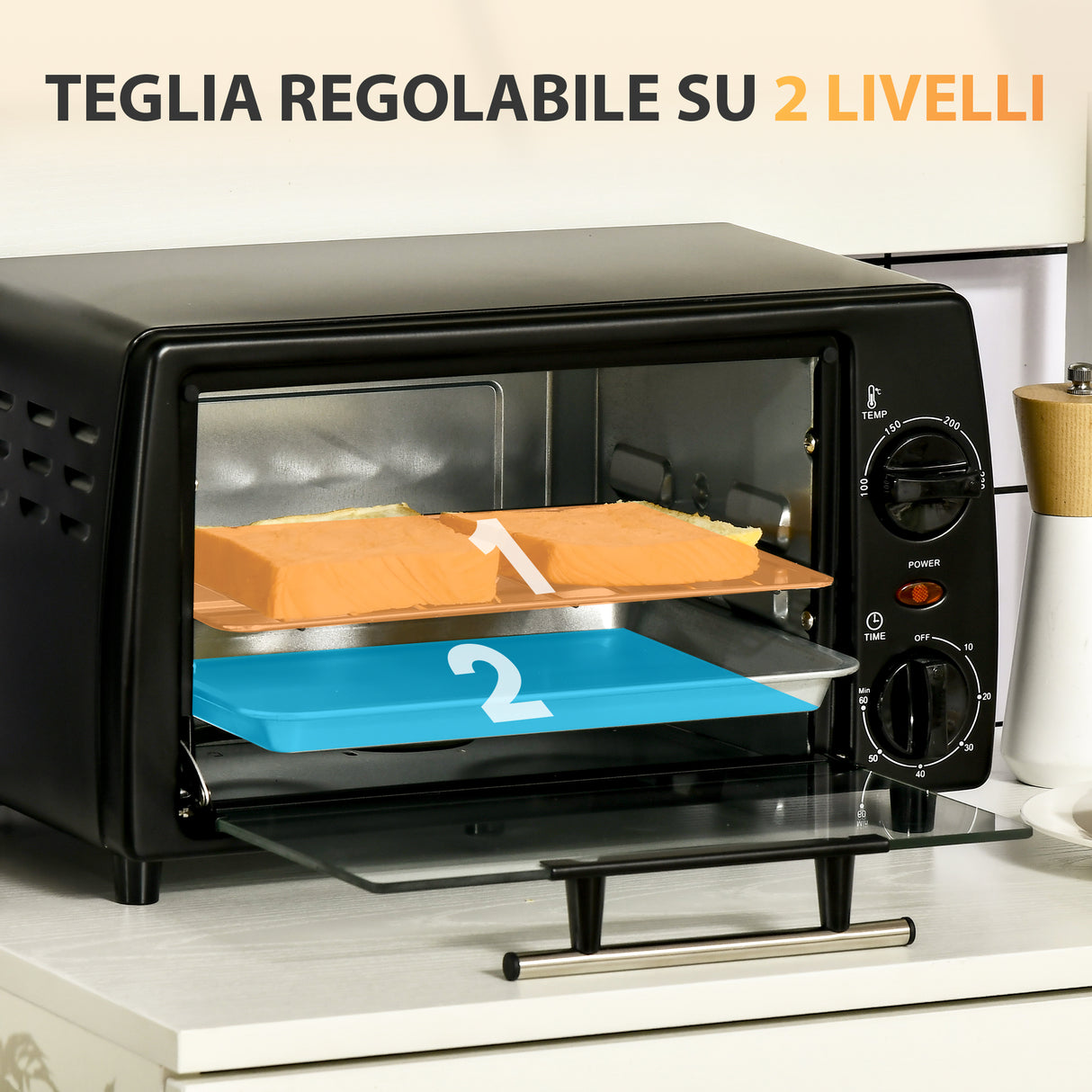 easycomfort easycomfort fornetto elettrico 10l con temperatura regolabile e timer 750w 36 5x26x22 cm nero