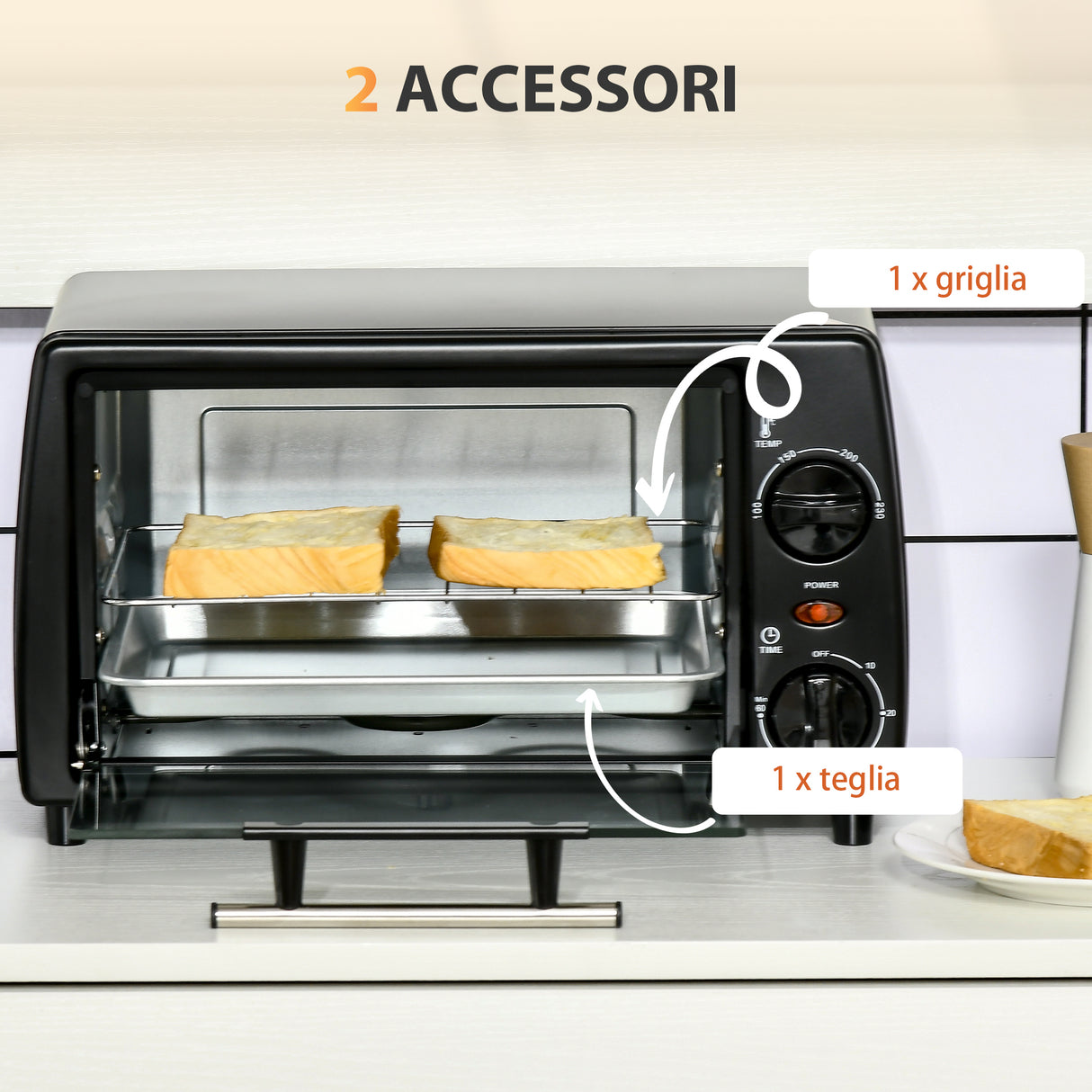 easycomfort easycomfort fornetto elettrico 10l con temperatura regolabile e timer 750w 36 5x26x22 cm nero