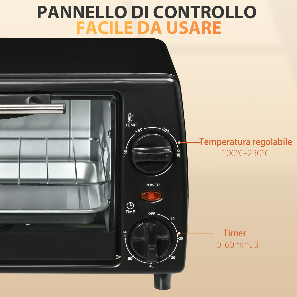 easycomfort easycomfort fornetto elettrico 10l con temperatura regolabile e timer 750w 36 5x26x22 cm nero