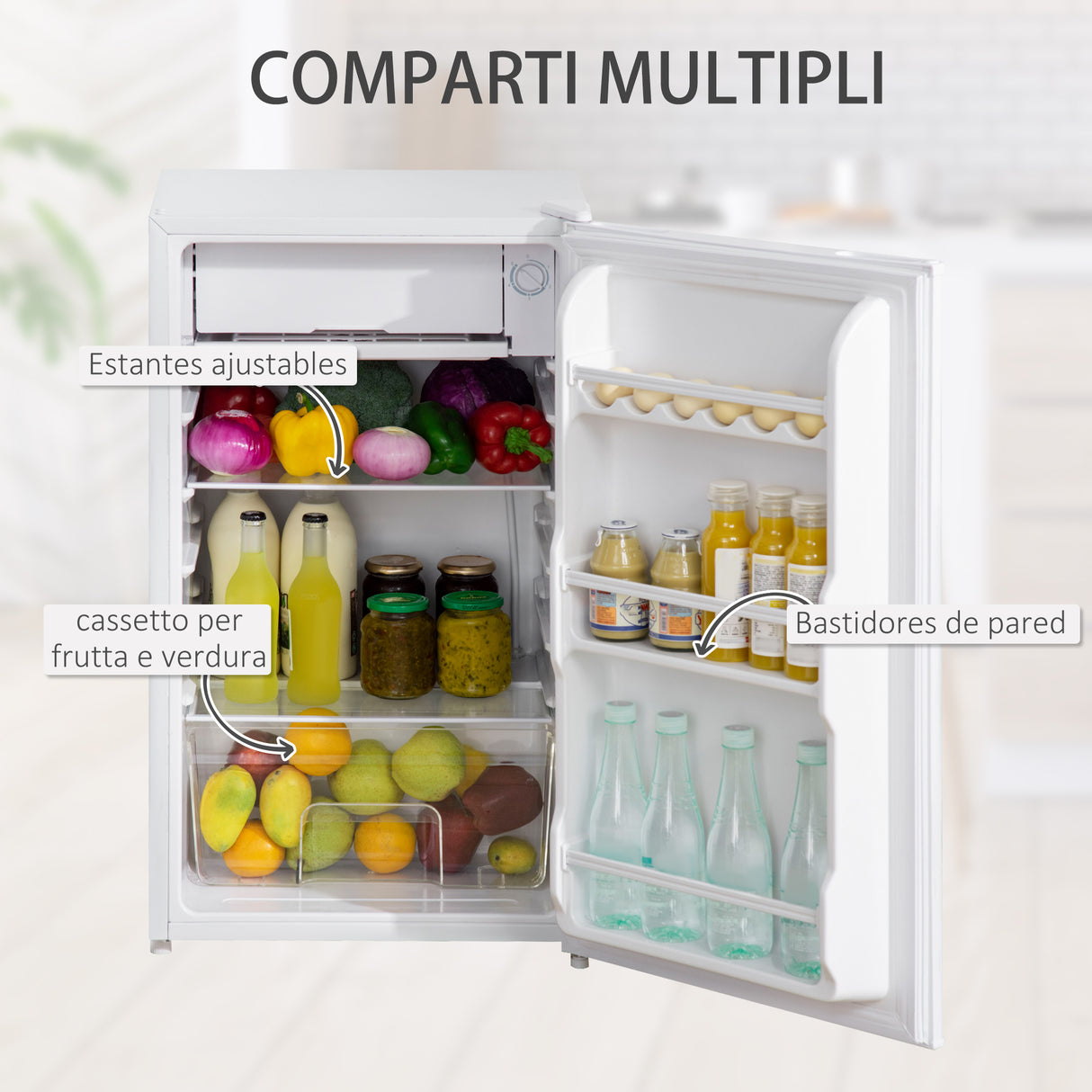 easycomfort easycomfort frigo portatile 91l con termostato regolabile scaffali a parete ripiani e 1 cassetto 47.5x44.2x84 cm
