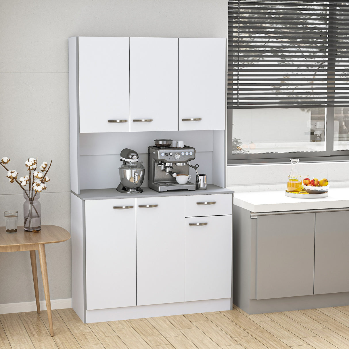 easycomfort easycomfort armadio con pensili da cucina in legno bianco 101x39x180cm