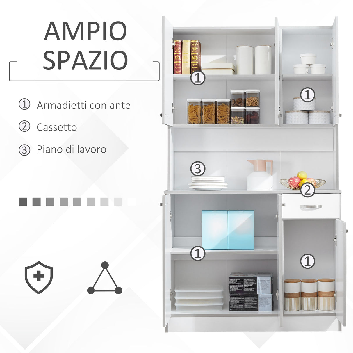 easycomfort easycomfort armadio con pensili da cucina in legno bianco 101x39x180cm