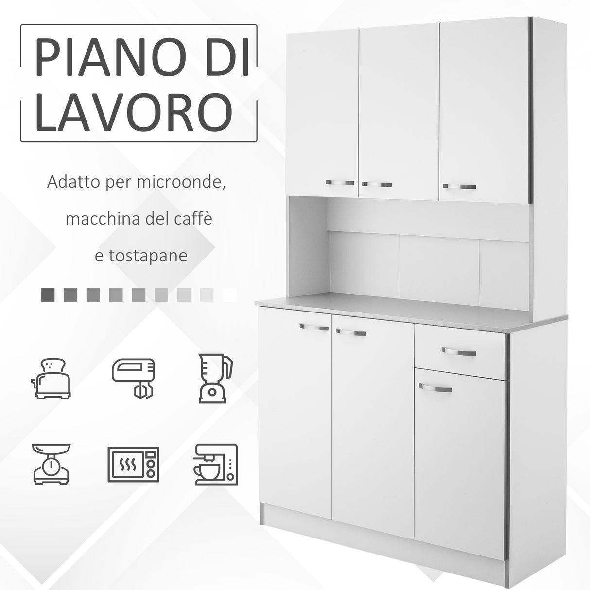 easycomfort easycomfort armadio con pensili da cucina in legno bianco 101x39x180cm