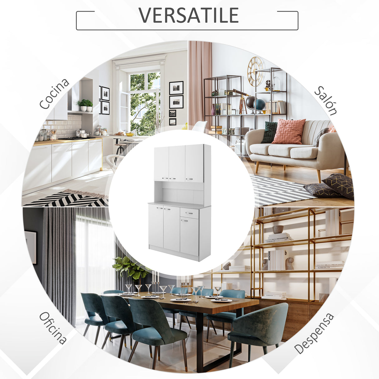 easycomfort easycomfort armadio con pensili da cucina in legno bianco 101x39x180cm