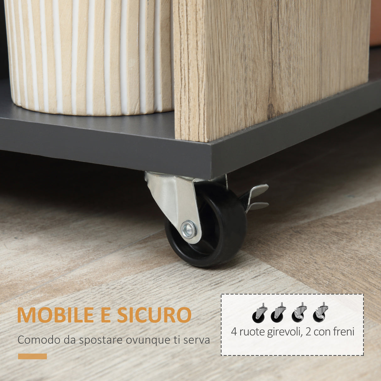 easycomfort easycomfort mobiletto ausiliario da cucina multiuso in legno con ruote 80x39x86 5cm ean 8054111849906