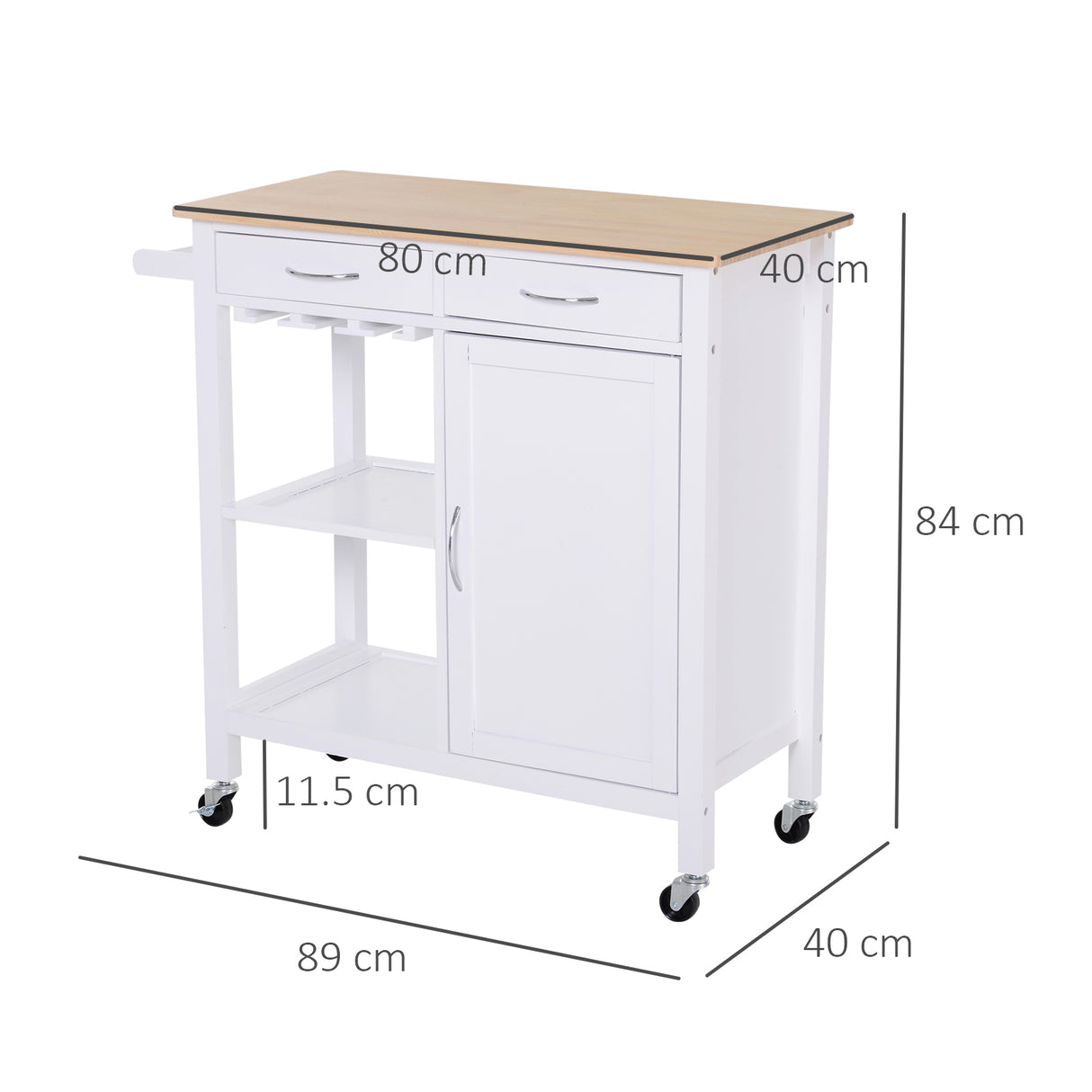 easycomfort easycomfort carrello da cucina classico 2 cassetti in legno 88.5x40x86cm ean 8054144134314