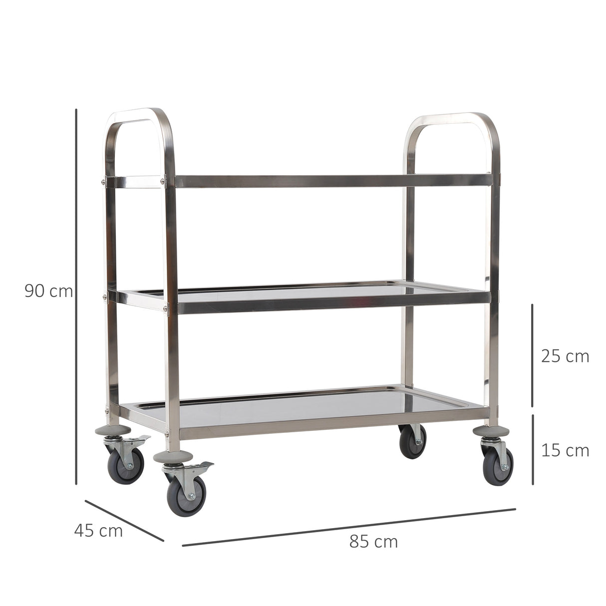 easycomfort easycomfort carello cucina carrello portavivande con ruote scaffale cucina 3 ripiani in acciaio inox 85x45x90cm ean 8054144138558