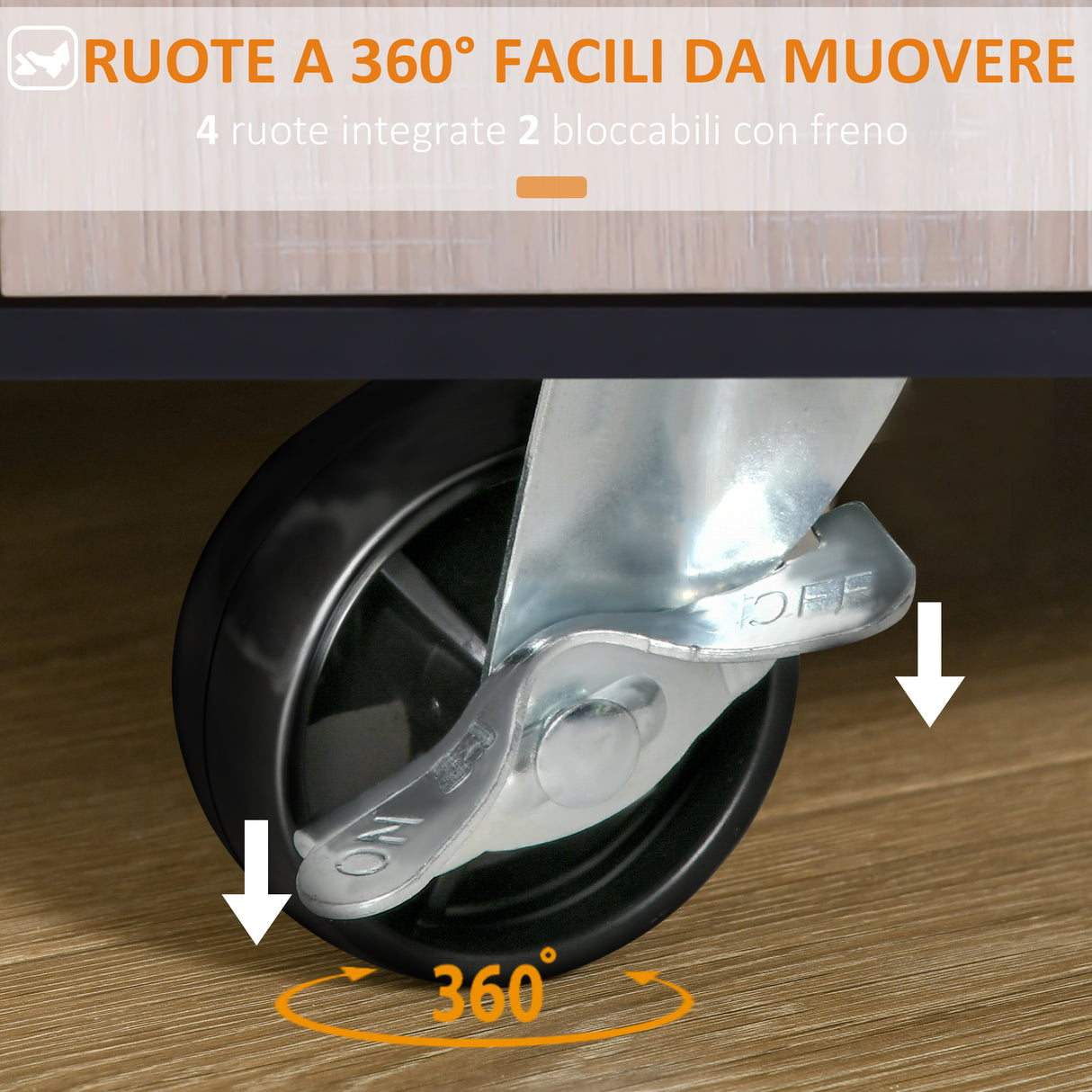 easycomfort easycomfort mobiletto da cucina con cassetti e ruote in legno rovere e nero 76.5x40x82cm ean 8054144132174