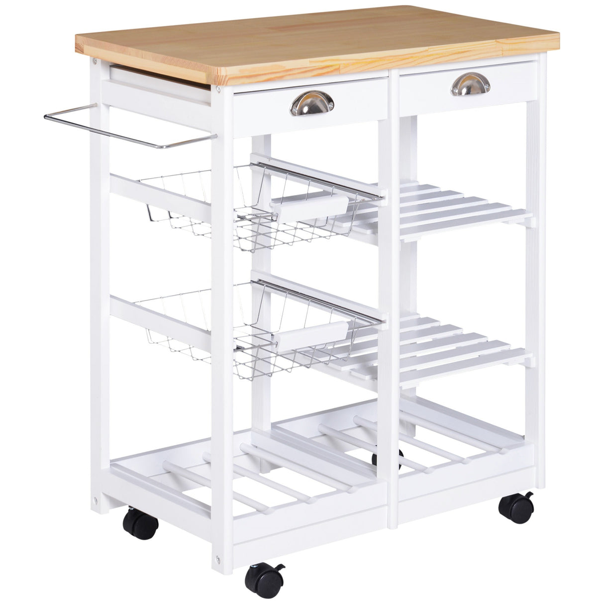 easycomfort easycomfort carrello da cucina con cassetti e portabottiglie legno e bianco ean 8054144134642