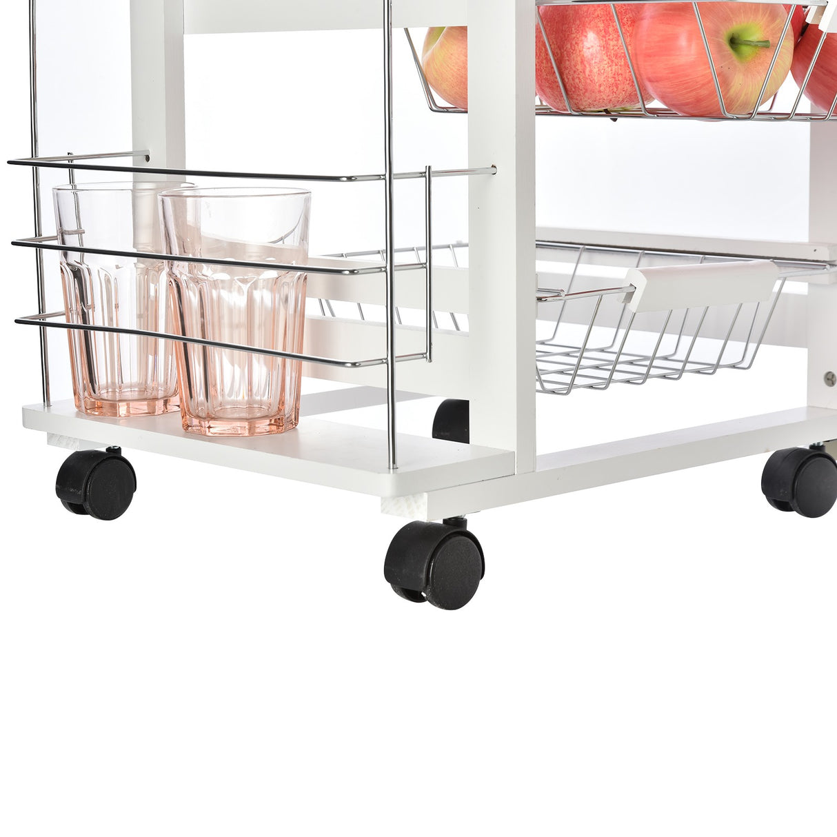 easycomfort easycomfort carrello da cucina in legno bianco con 1 cassetto e 4 cestelli metallici ean 8054111844918