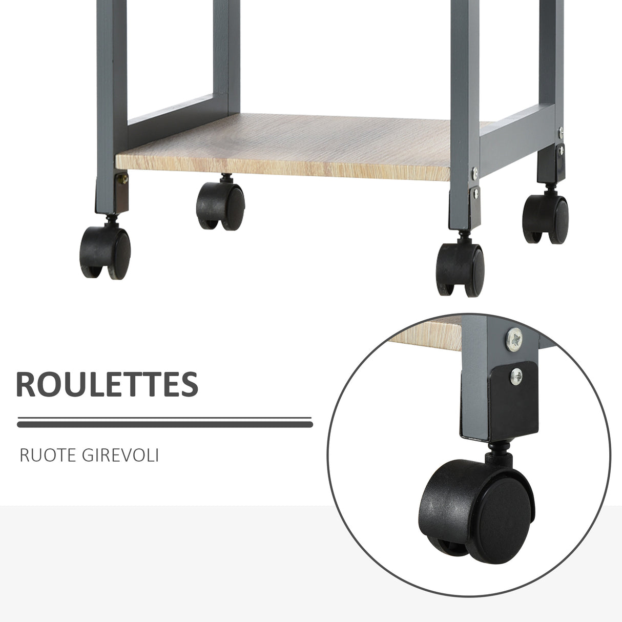 easycomfort easycomfort carrello da cucina portavivande con cassetto 2 ripiani e vassoio estraibile 37x37x76cm grigio